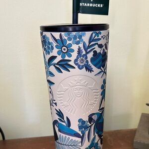 Starbucks x Farm Rio Blue Floral Tumbler 24oz cold cup New